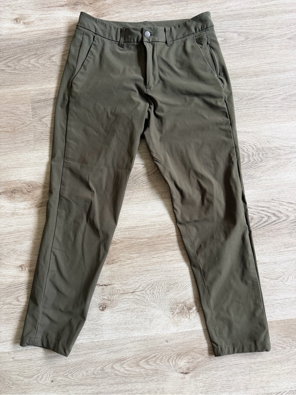 Lululemon Commission Slim Fit Pant 30 x 26.5 Olive Green Warpstreme Chino ABC